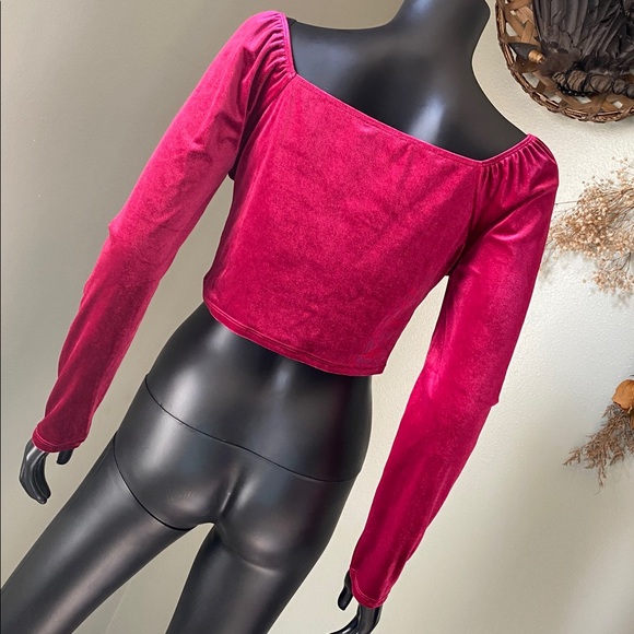 Versona AS U WISH Velvet Velour Rhubarb Crop Top - Picture 7 of 10